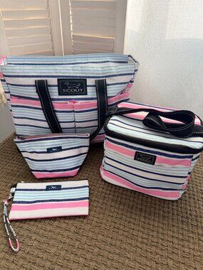 Scout Bags 4 Piece Bundle! Uptown Tote bag, Kate Wristlet, Makeup, & Lunch Bags